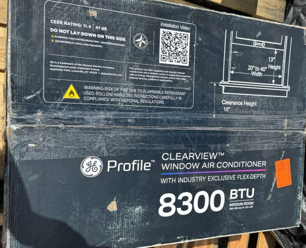 GE Profile ClearView Window Air Conditioner Unit 8,300 BTU, U-Shaped Adjustable