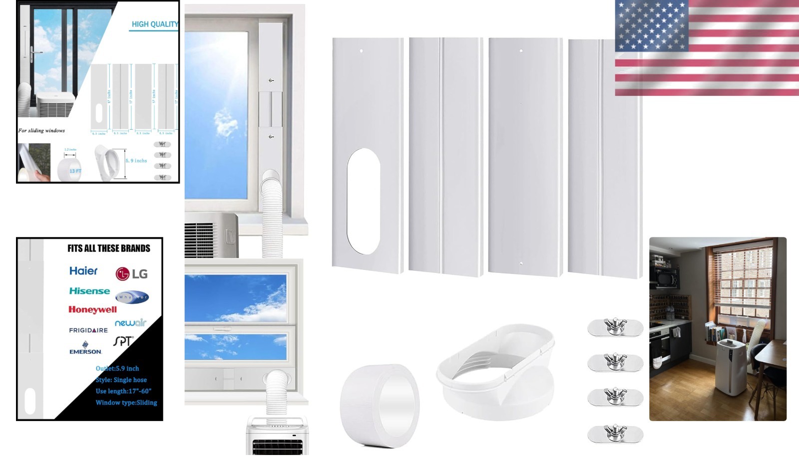 Energy-Saving Adjustable Window Kit for Portable AC – 60-inch Sealing System