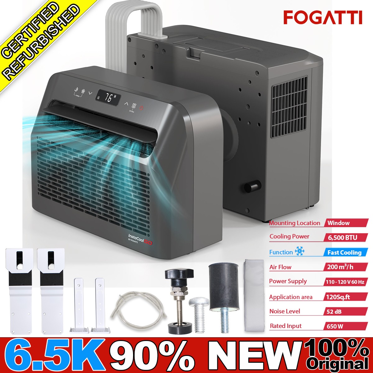 RV Window Air Conditioner 6500 BTU Cooling Portable AC Unit Camper Trailer 110V