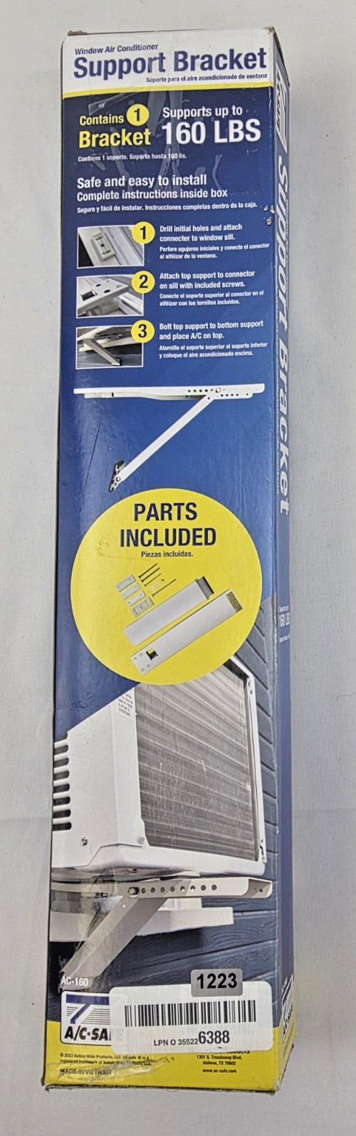 AC-Safe AC-160 Universal Window AC Support Bracket 160lb Heavy Duty NEW