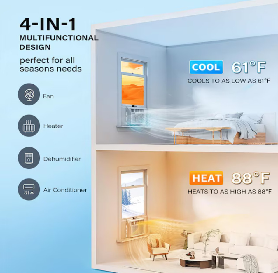 ROVSUN 18000 BTU Window AC Heat Combo 1000 Sq Ft Smart WiFi NEW Sealed Deal