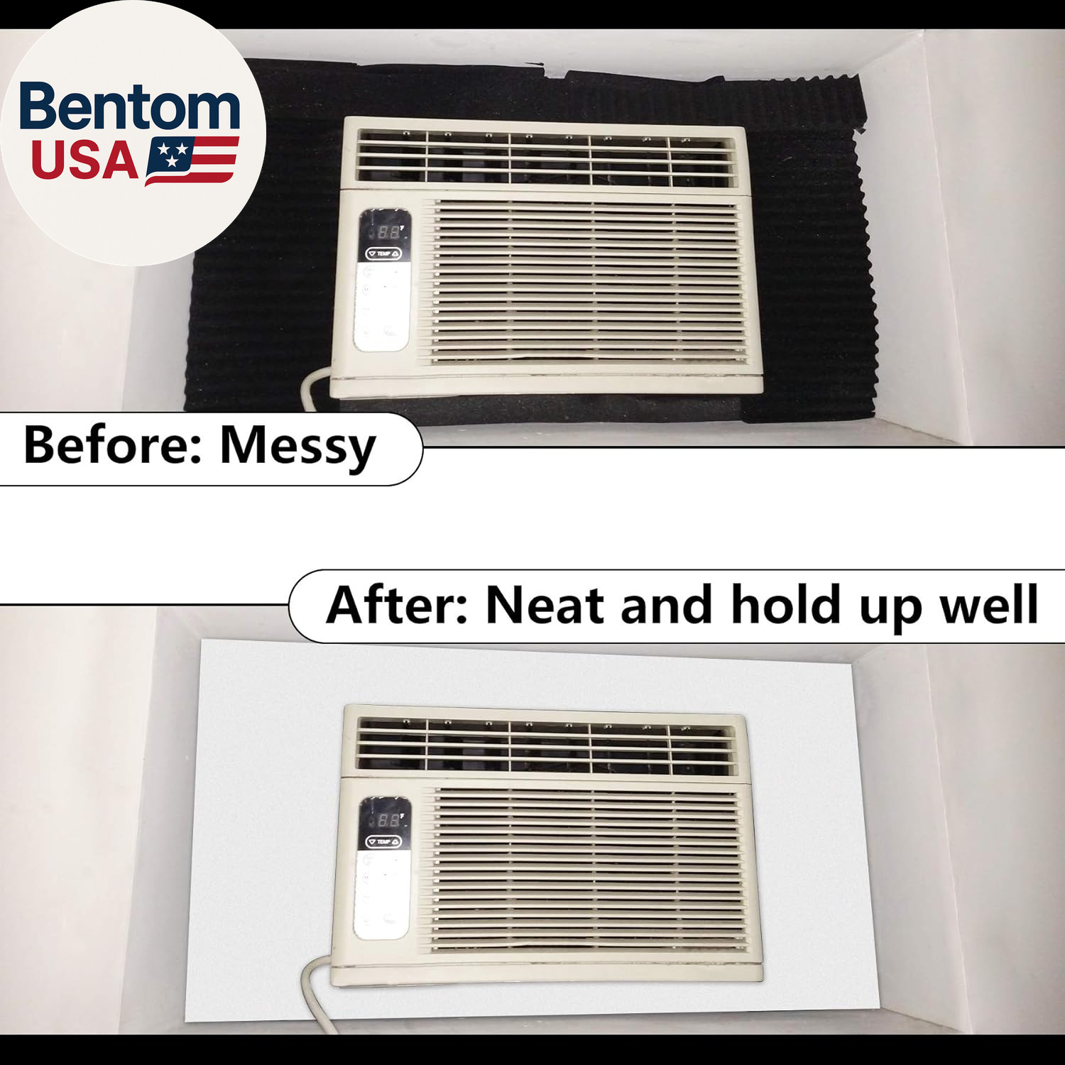BJADE’S Window Air Conditioner Side Insulated Foam Panel, One-Piece Full Surroun