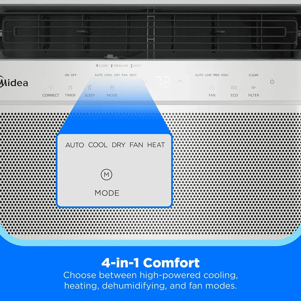Midea 8,000 BTU DOE 4-in-1 350 sq ft Smart Air Conditioner w/ Heat