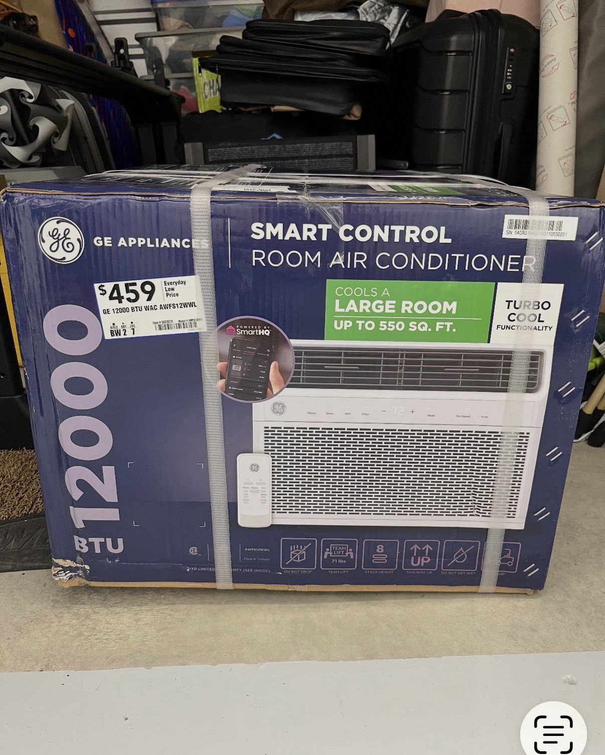 GE Smart Electronic Window Air Conditioner 12,000 BTU for Large Rooms Up to 550