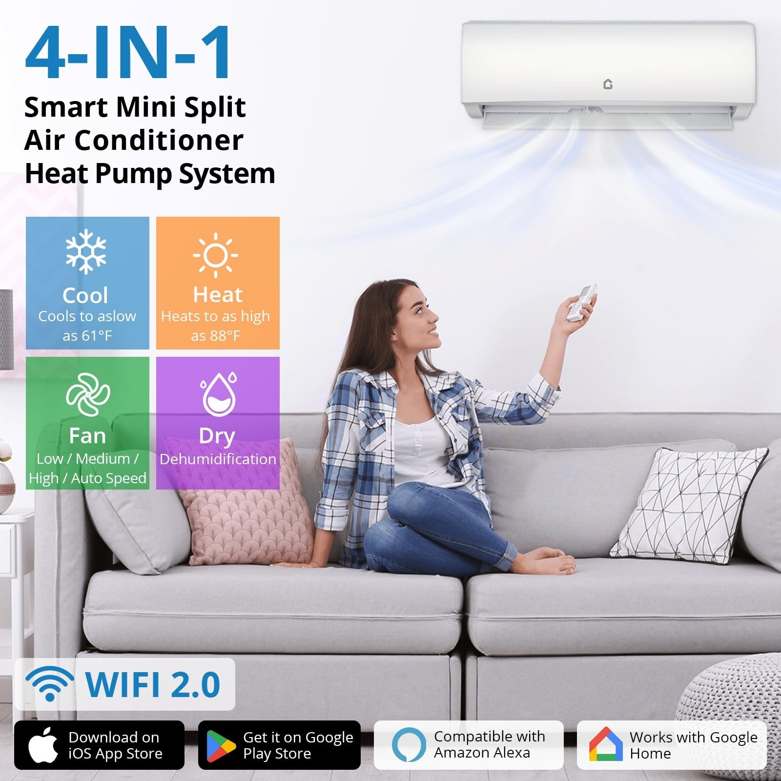 TCL 17000 BTU 230V Mini Split Air Conditioner&Heater WiFi Inverter Heat Pump R32