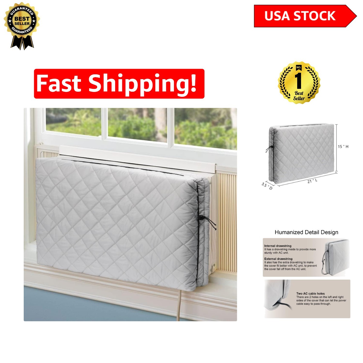 Water-Resistant Indoor Air Conditioner Cover – Protects & Insulates 21″x15″