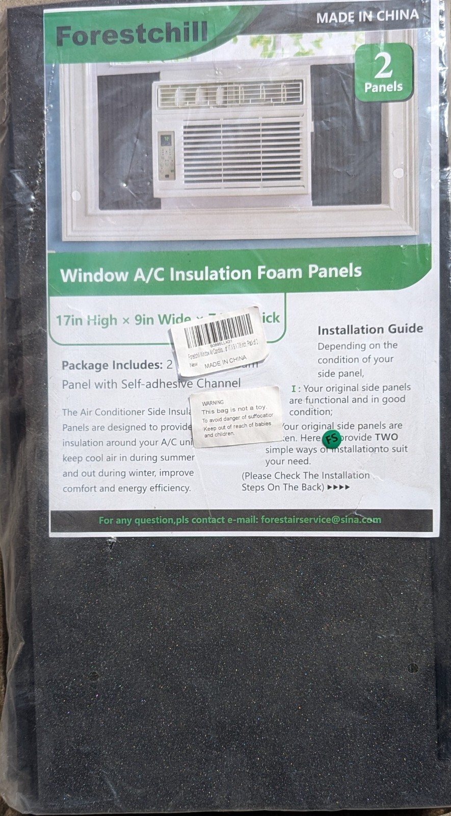 Forestchill Window Air Conditioner Side Insulated Foam Panels 17 X 9 X 7/8 inch