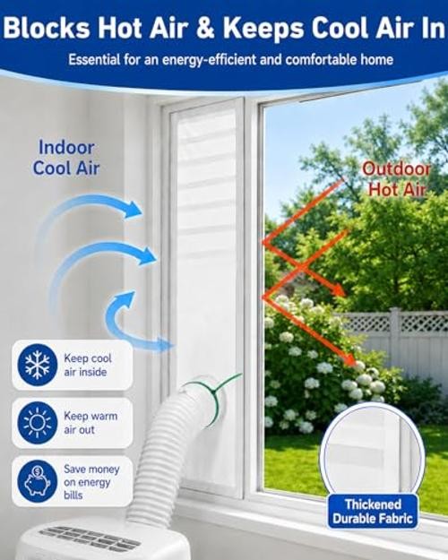 Portable AC Window Vent Kit, Heavy Duty Heat-Insulating Air Conditioner Window
