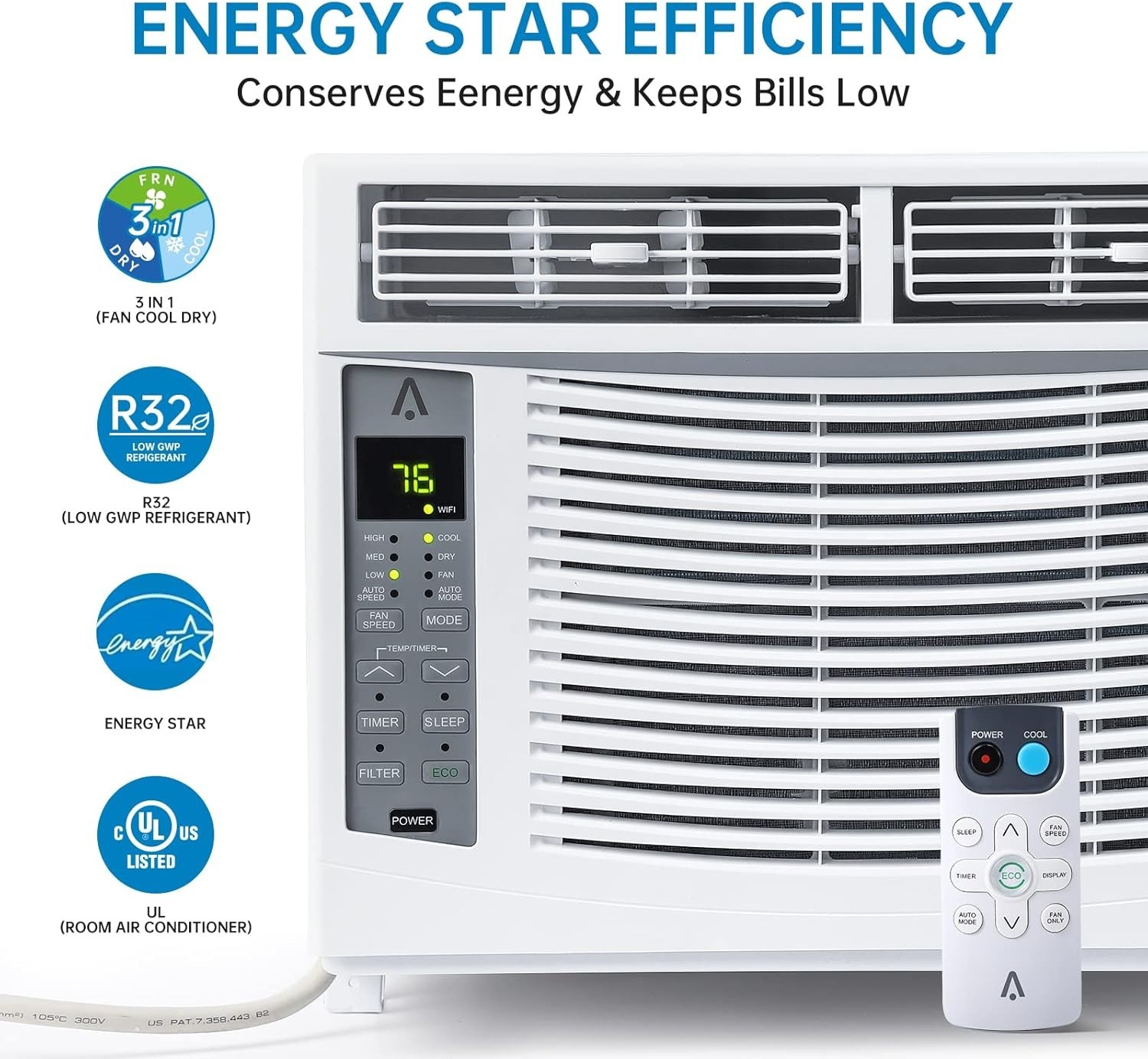 6000-BTU Wi-Fi Window Air Conditioner for Up to 250 sq ft