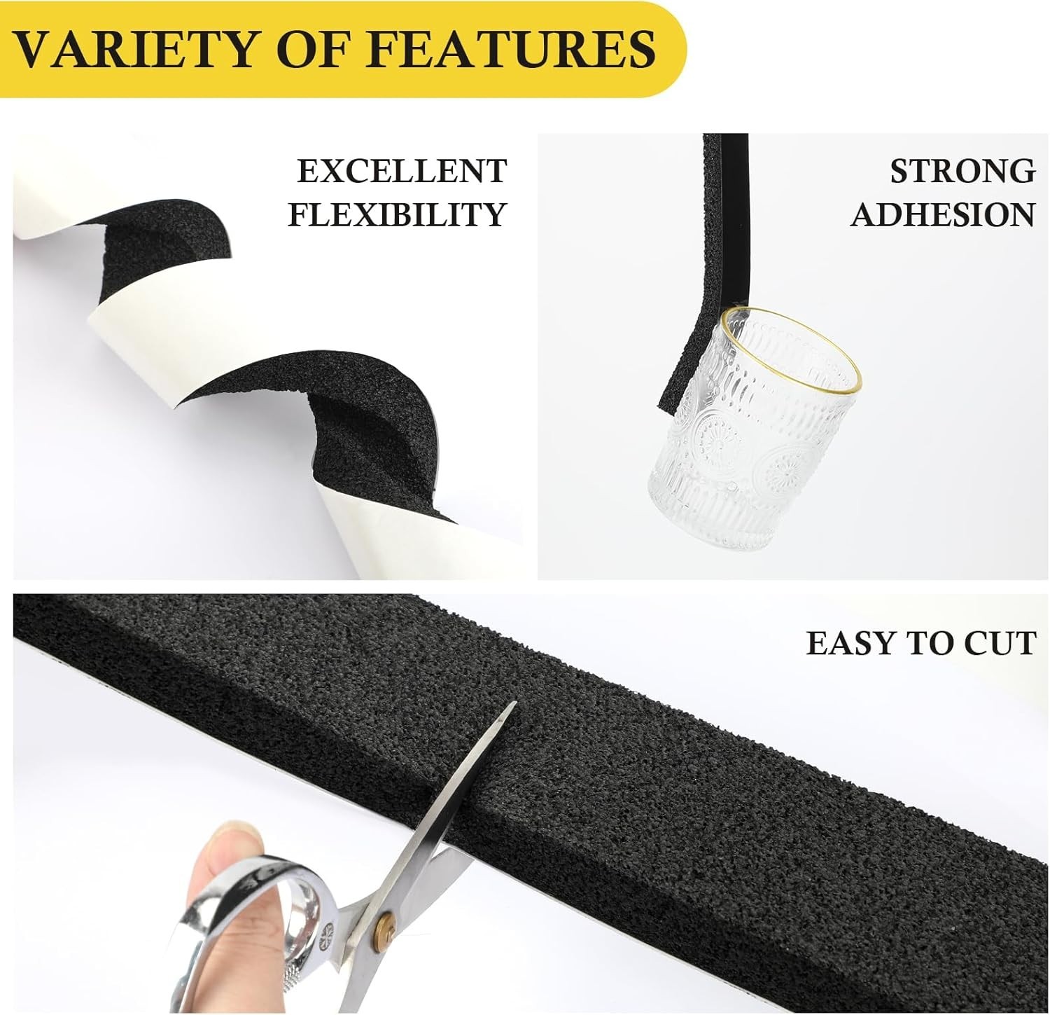 Multi-Purpose Weatherproof Foam Tape – 2″ W X 1″ T Insulation Strips, 6.5ft Roll