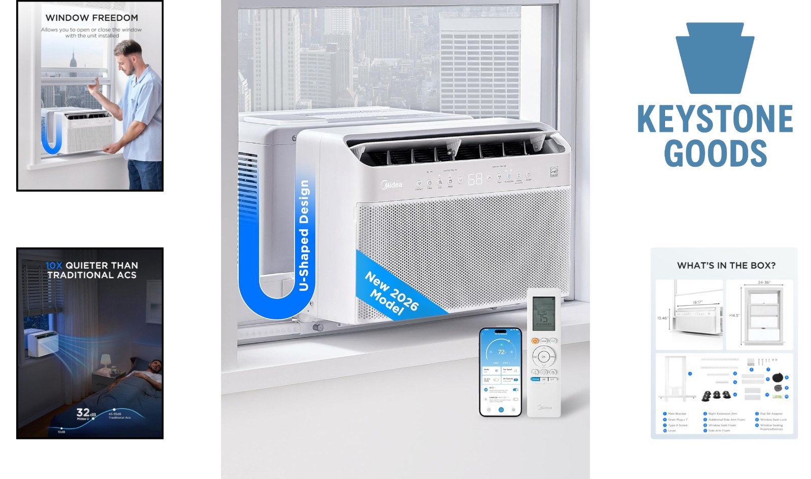 Energy-Saving U-Shaped Smart Inverter Window AC for 250 sq ft