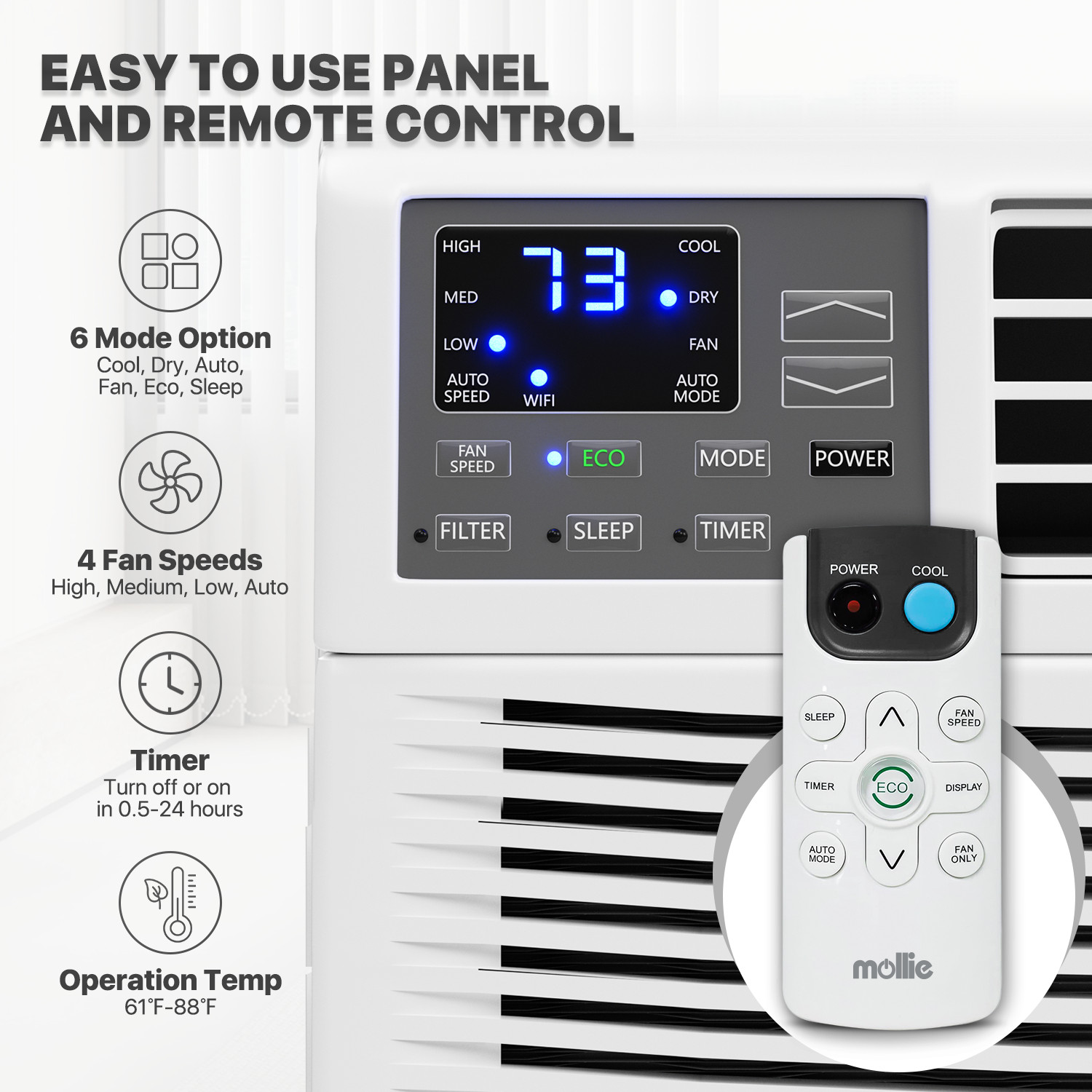 8000-12000 BTU Window Air Conditioner Ultra Quiet Dehumidifier Fan 110V AC Unit
