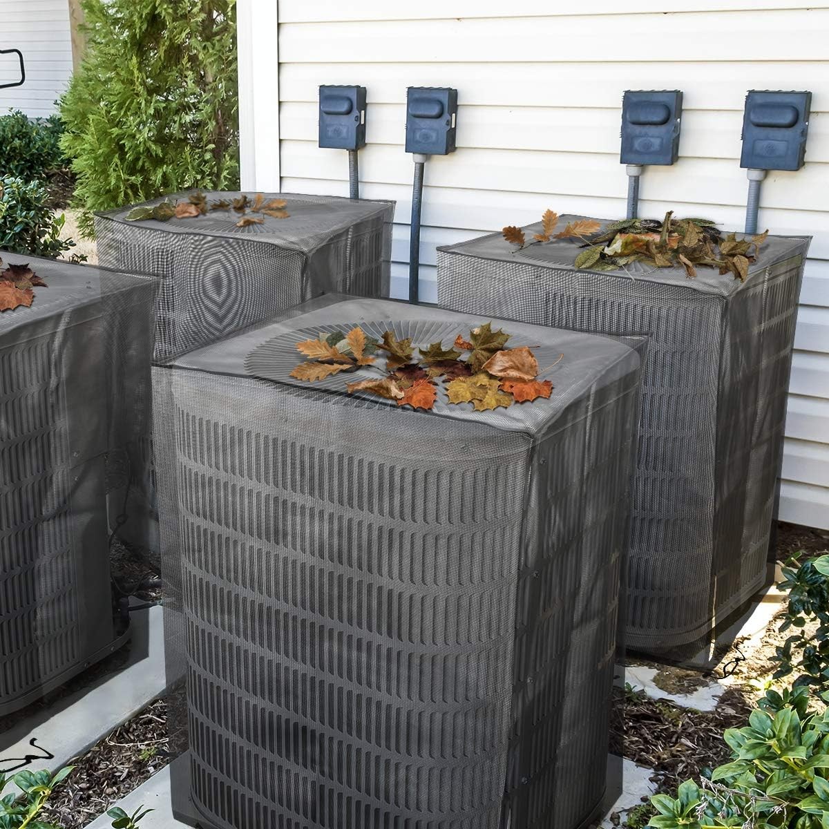 Full Mesh Central Air Conditioner Cover All Seasons Mesh Air Conditioner Leaf