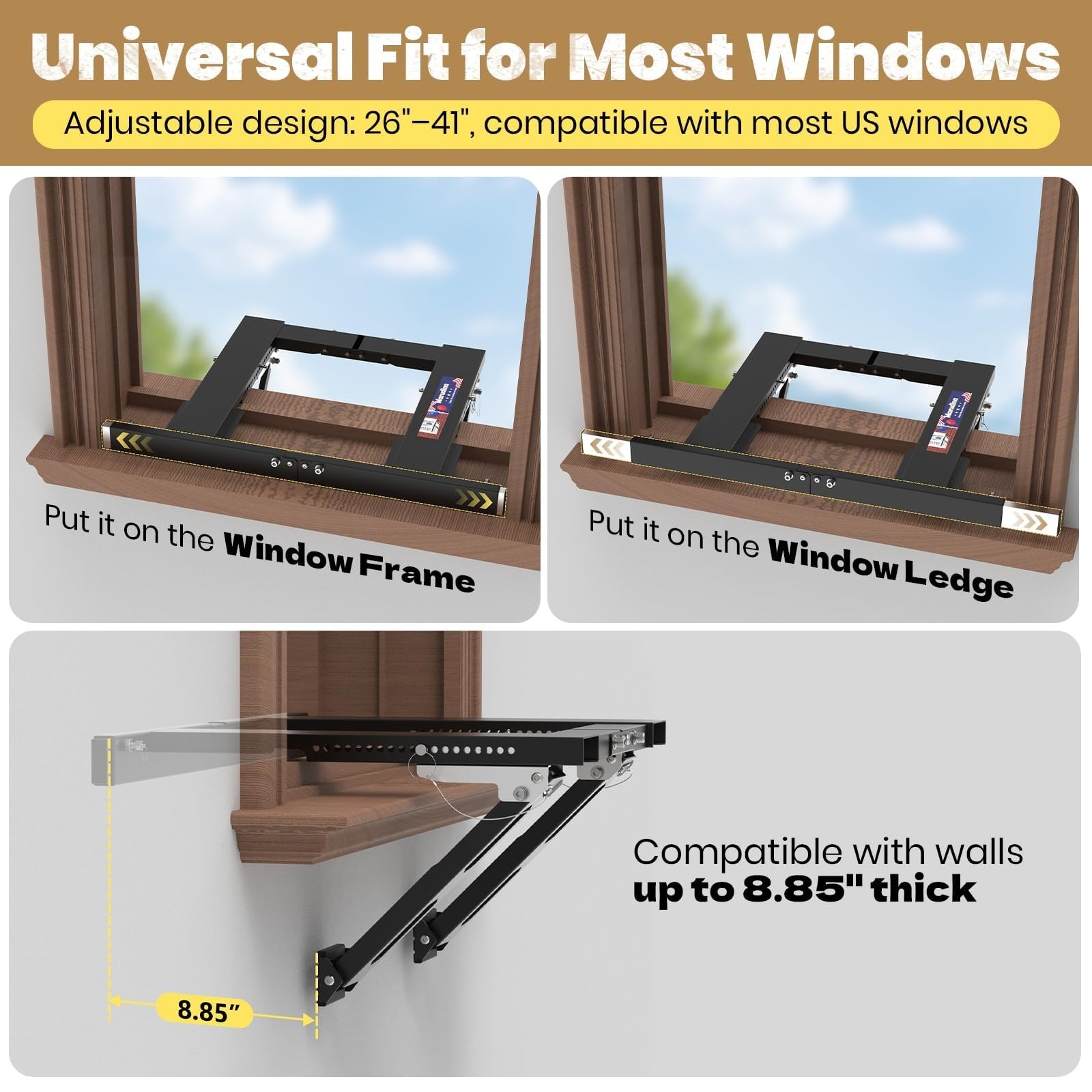 Adjustable Window AC Bracket – No Drill Installation, Extra Large Range, 300 lbs
