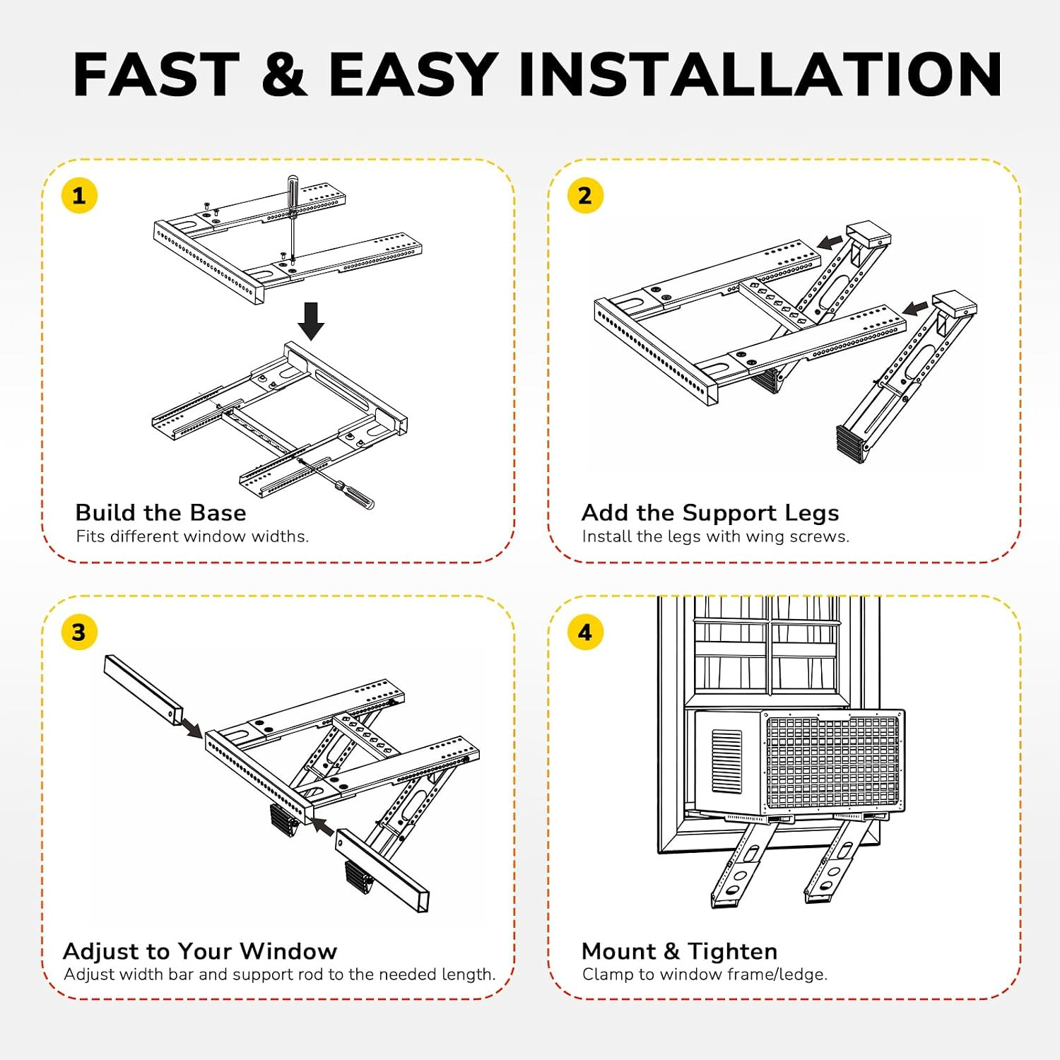 Window Air Conditioner Support Bracket No Drilling, No Tools, Window AC Bracket,