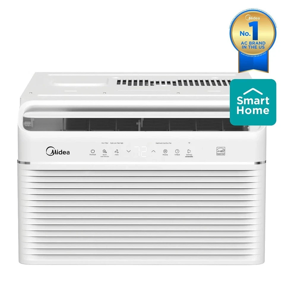 550 SqFt MIDEA (12,000 BTU U+, 115V) WiFi Smart Inverter Window AC MAW12U1QWT