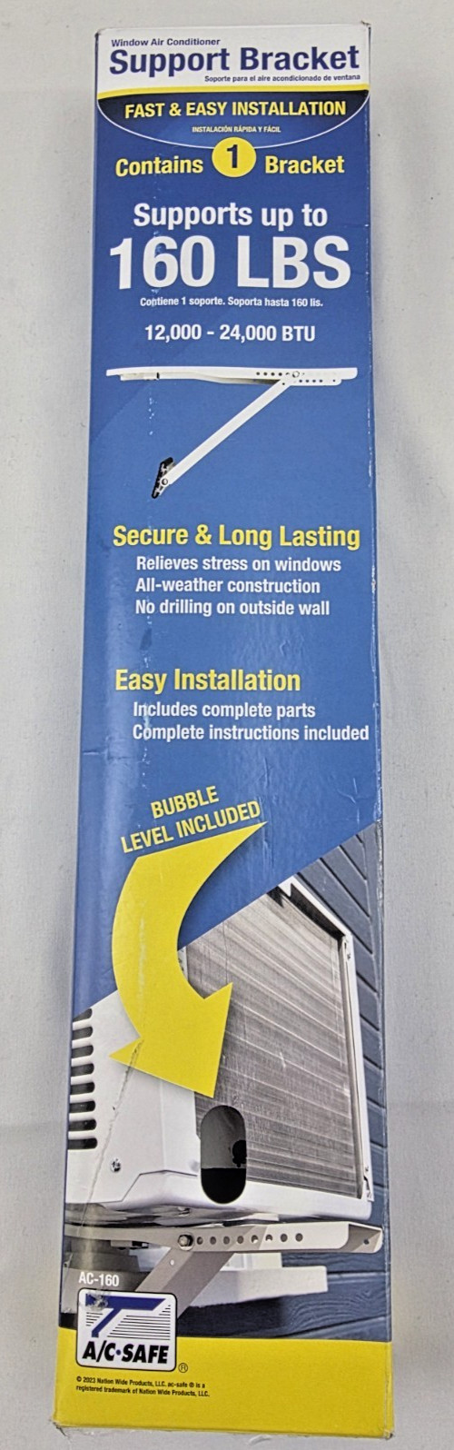 AC-Safe AC-160 Universal Window AC Support Bracket 160lb Heavy Duty NEW