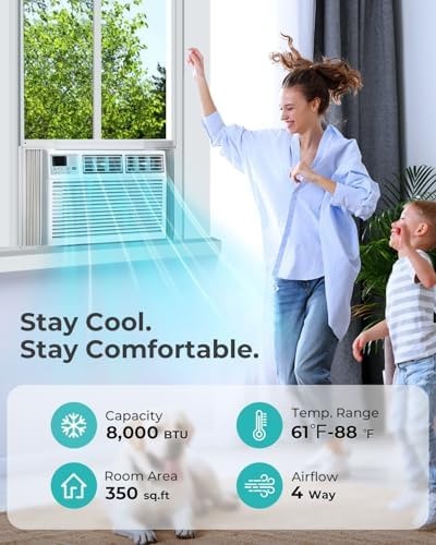 Electactic Window Air Conditioner, 8000 BTU Window AC Unit, Cool Rooms up to …