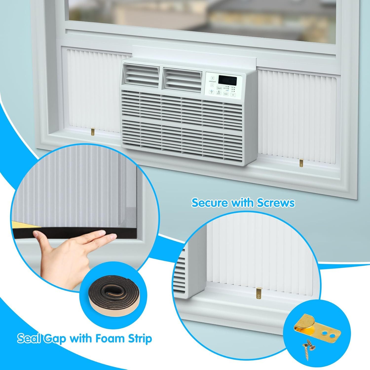 Window Air Conditioner Side Panels with Frame, Adjustable AC Side Panels