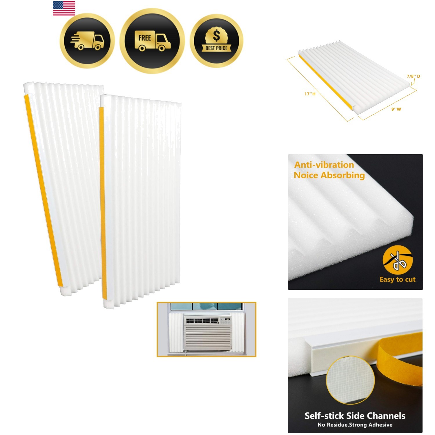 Window Air Conditioner Foam Insulation Panels, AC Side Insulating Panel Kit, …