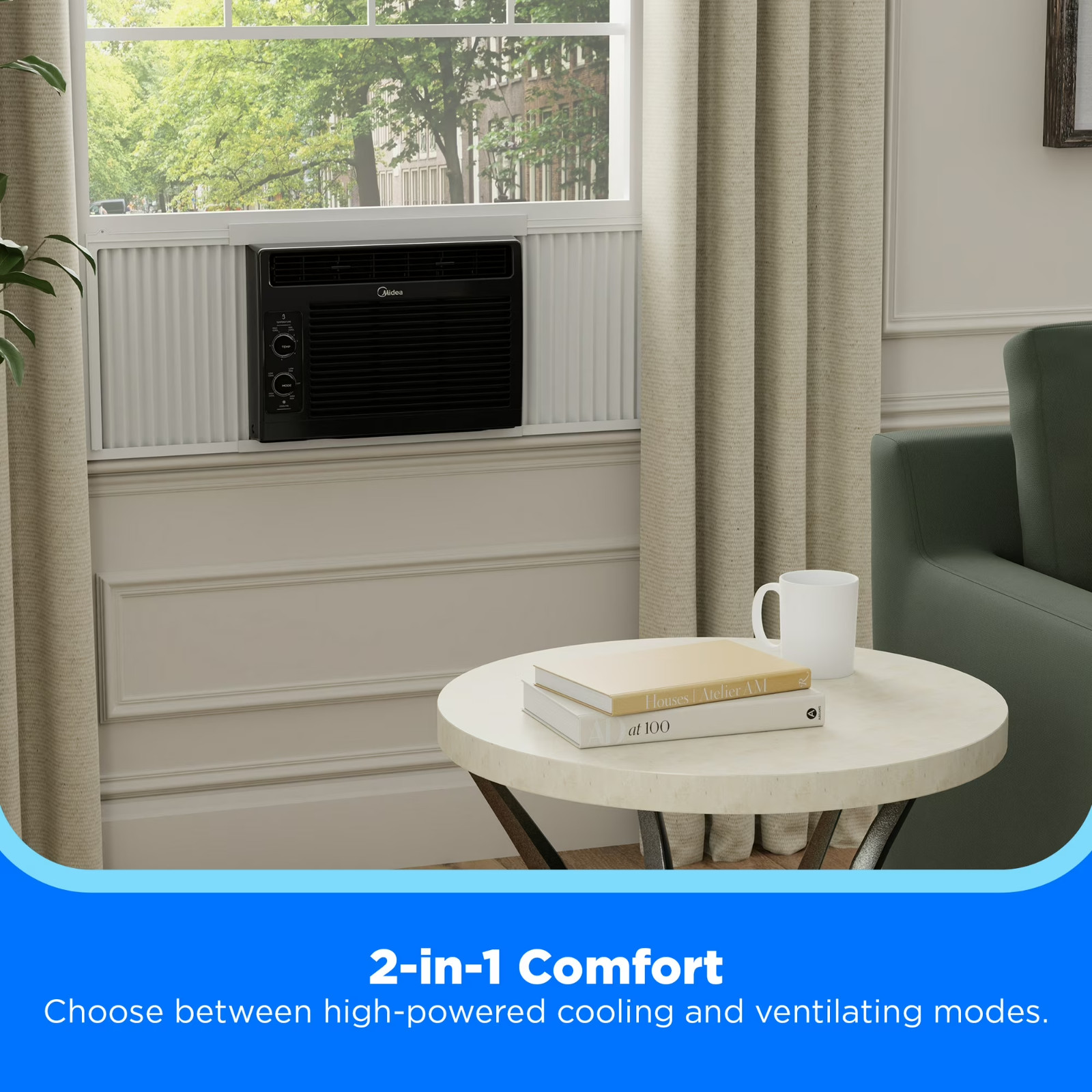 US Midea 5,000 BTU Mechanical Window Air Conditioner, 150 Sq Ft, Black