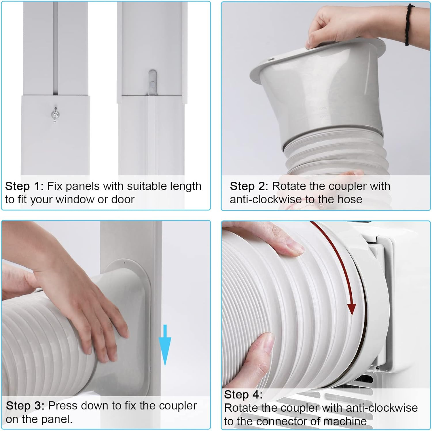 Portable Air Conditioner Window Vent Kit with 5.9” Exhaust Hose Adjustable