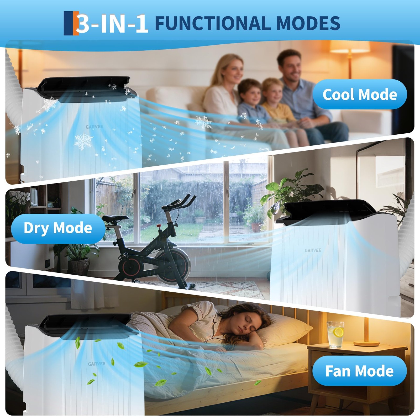 GARVEE 12000 BTU Portable Air Conditioner AC Unit with Fan & Dehumidifier Remote