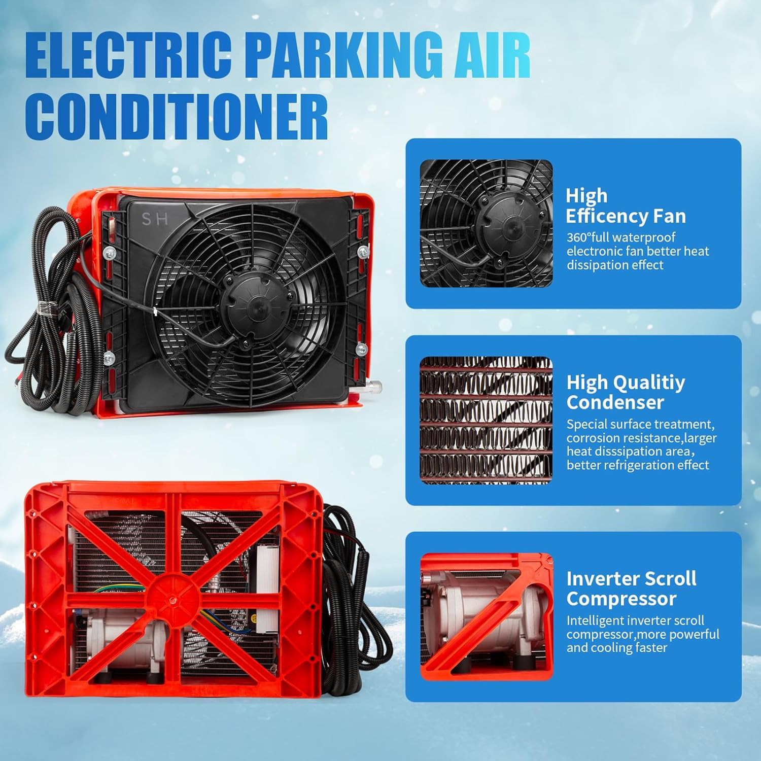 12V Split Air Conditioner 9000BTU for RVs, Trucks, and Camping Vehicles
