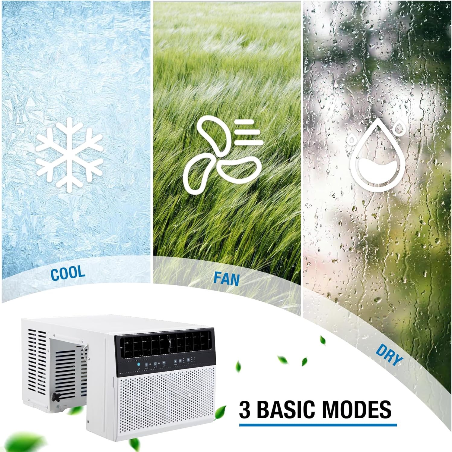 AC Window Unit 10000BTU Ultra Quiet 38dB U-Shaped AC Cools 250 Sq.Ft Remote