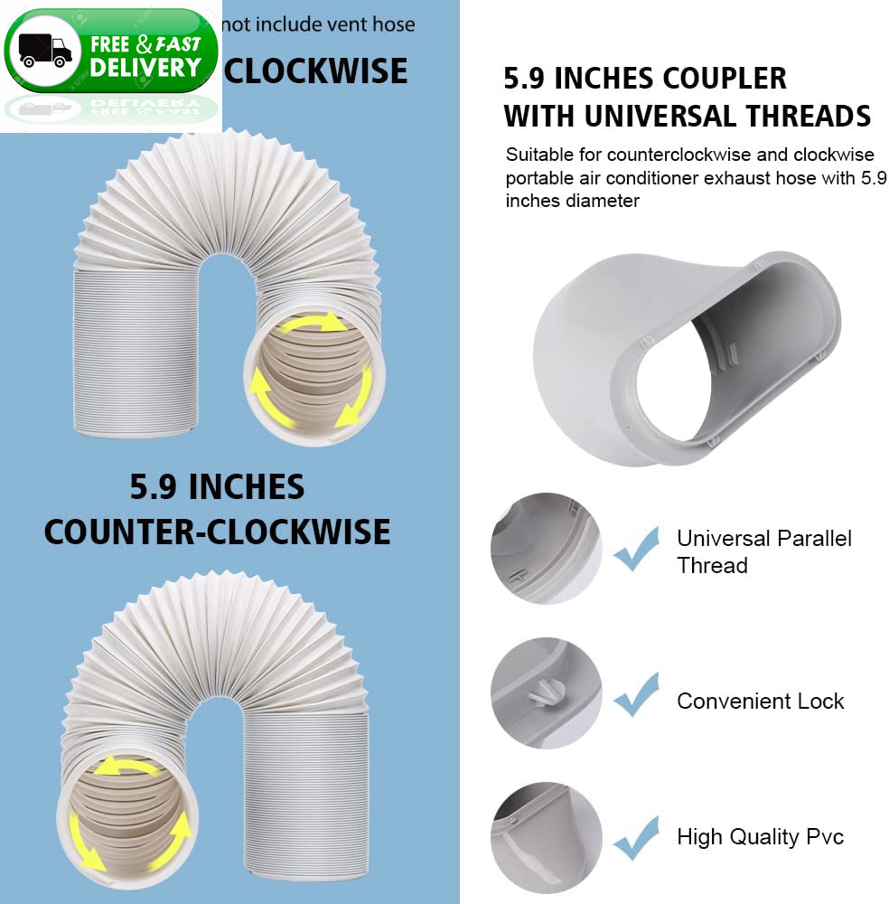 Portable AC Window Vent Kit with 5.9” Exhaust Hose Universal Window Seal Kit