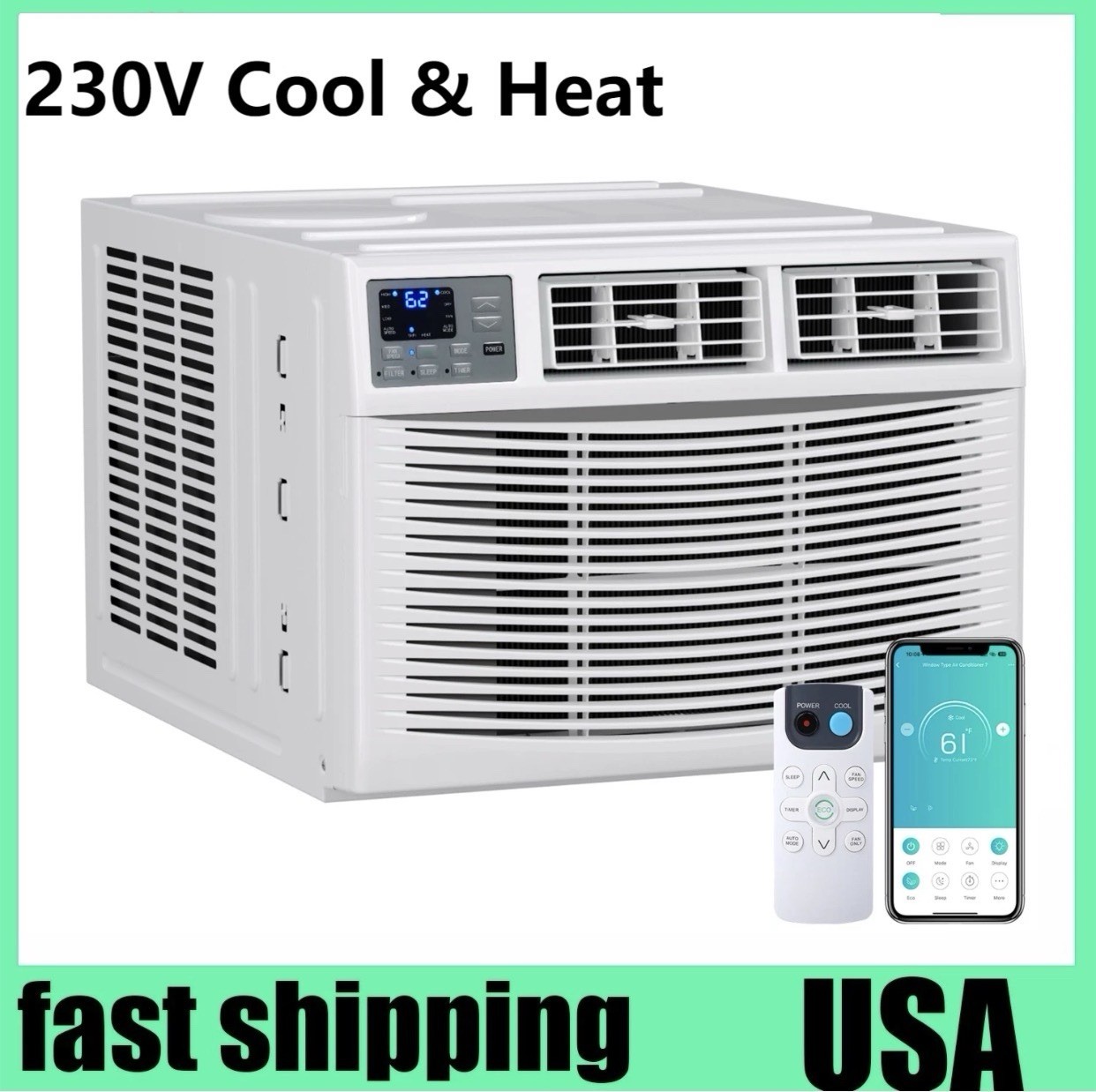12000 BTU Window Air Conditioner with Heat Window AC WIFI Remote App Control