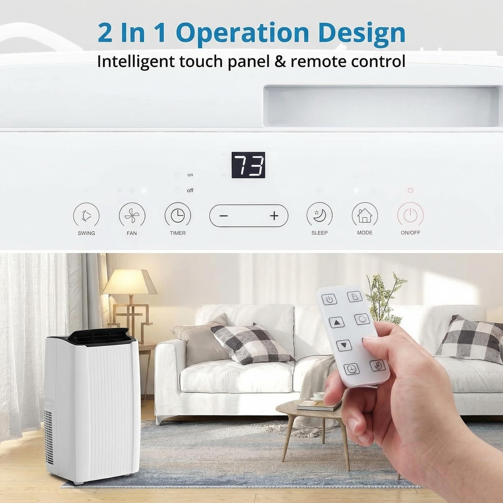 Powerful 12000 BTU Portable Air Conditioner 3-in-1 Cooling, Dehumidifier & Fan