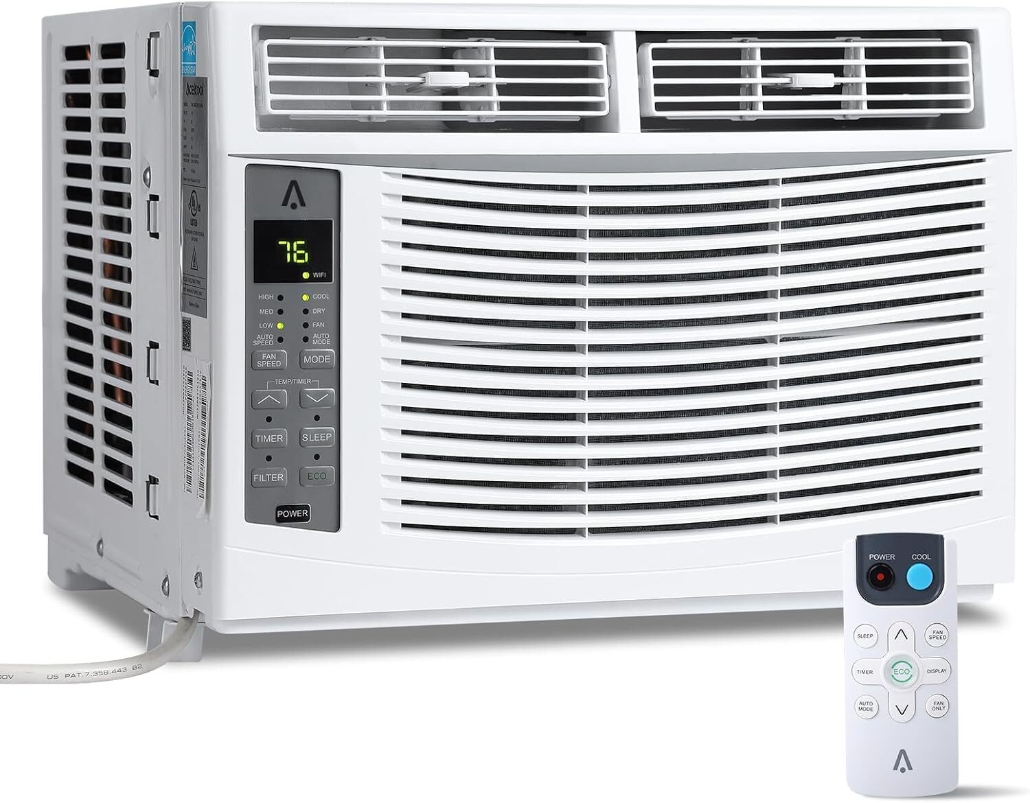 6,000 BTU Window AC for 250sqft, Wi-Fi & Remote, 50dB, Timer, Install Kit