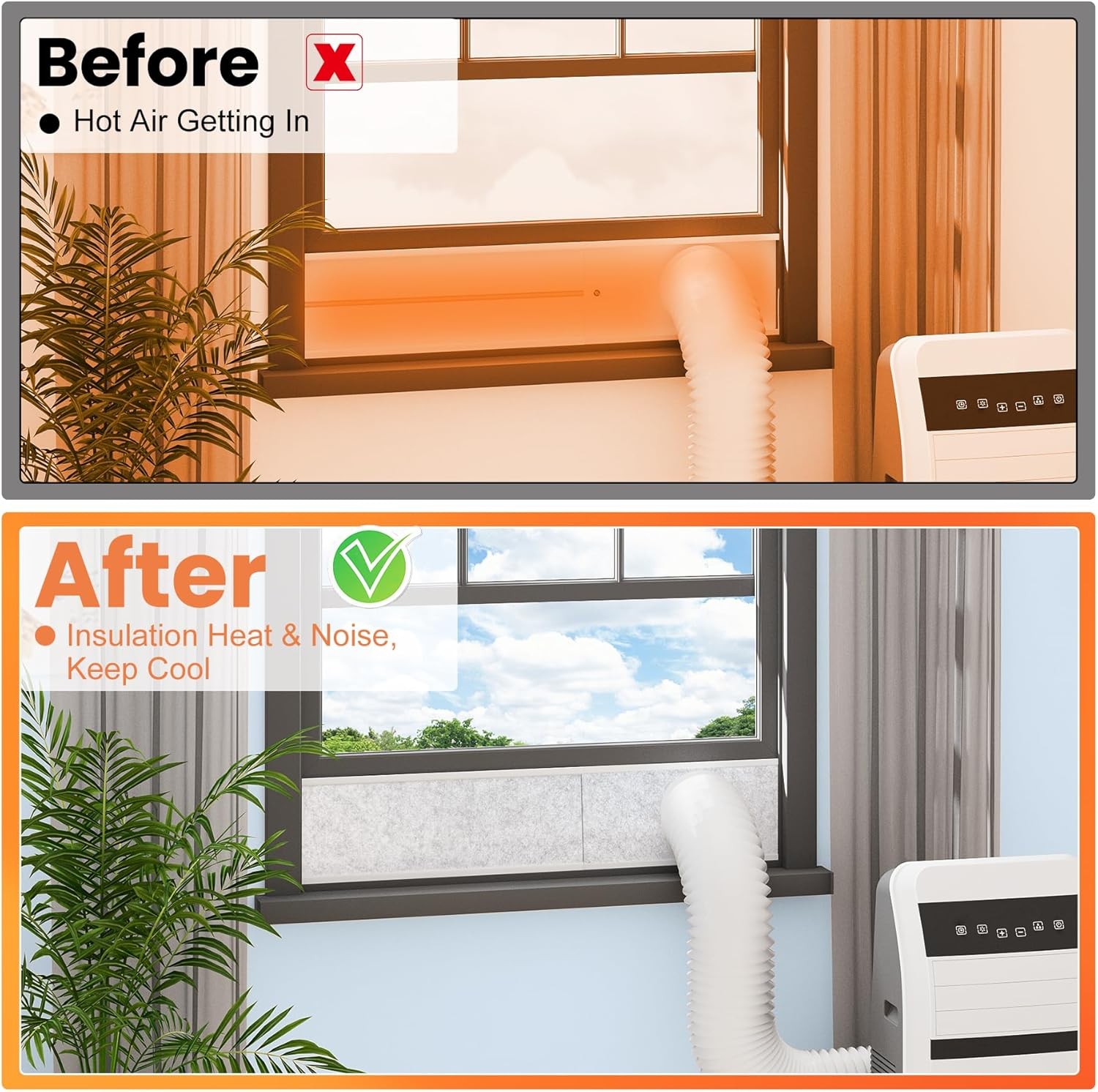 Insulated Foam Panels for Portable Air Conditioner Window Vent Kit Insulation