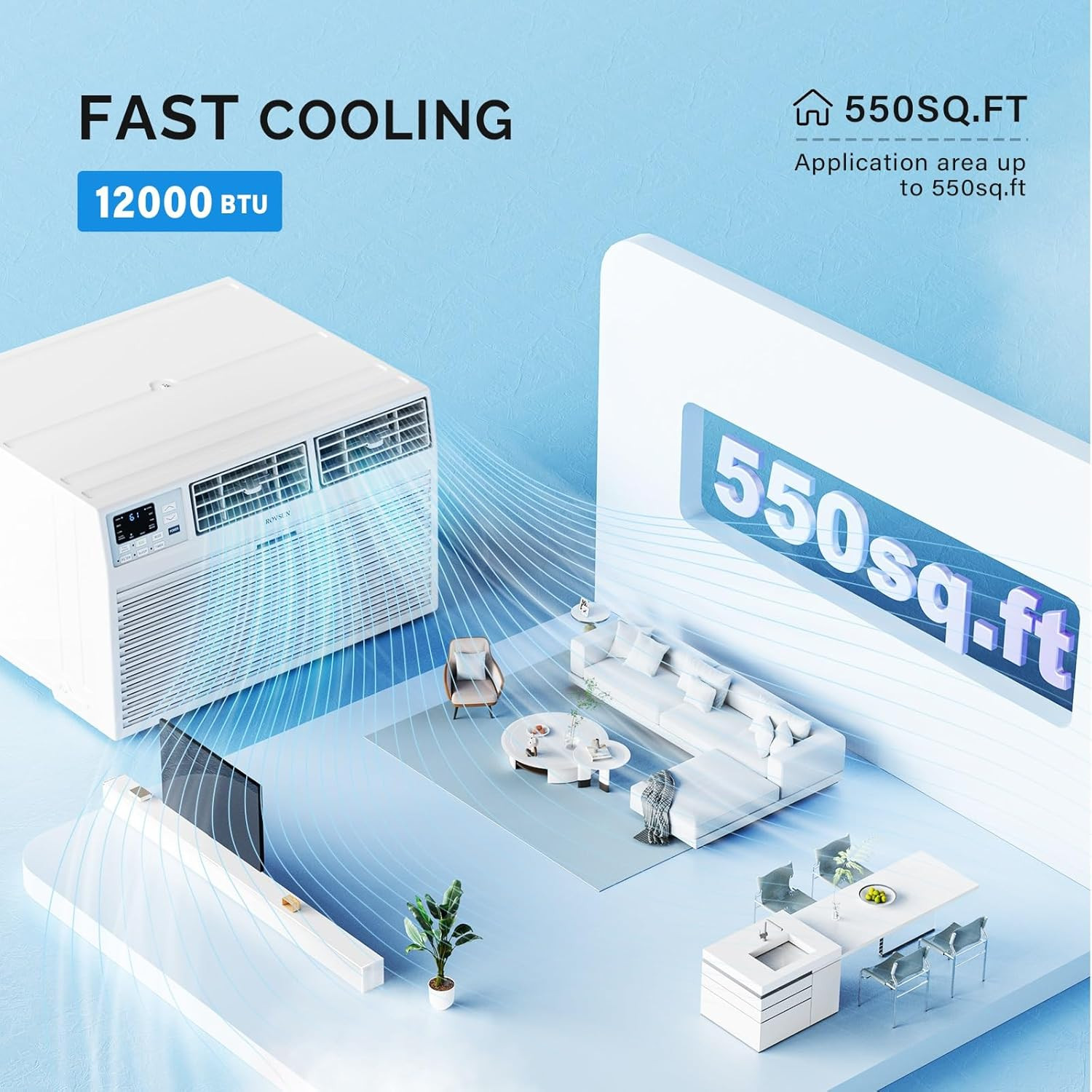 Smart 12000 BTU through the Wall Air Conditioner with Remote & App Control, Ener