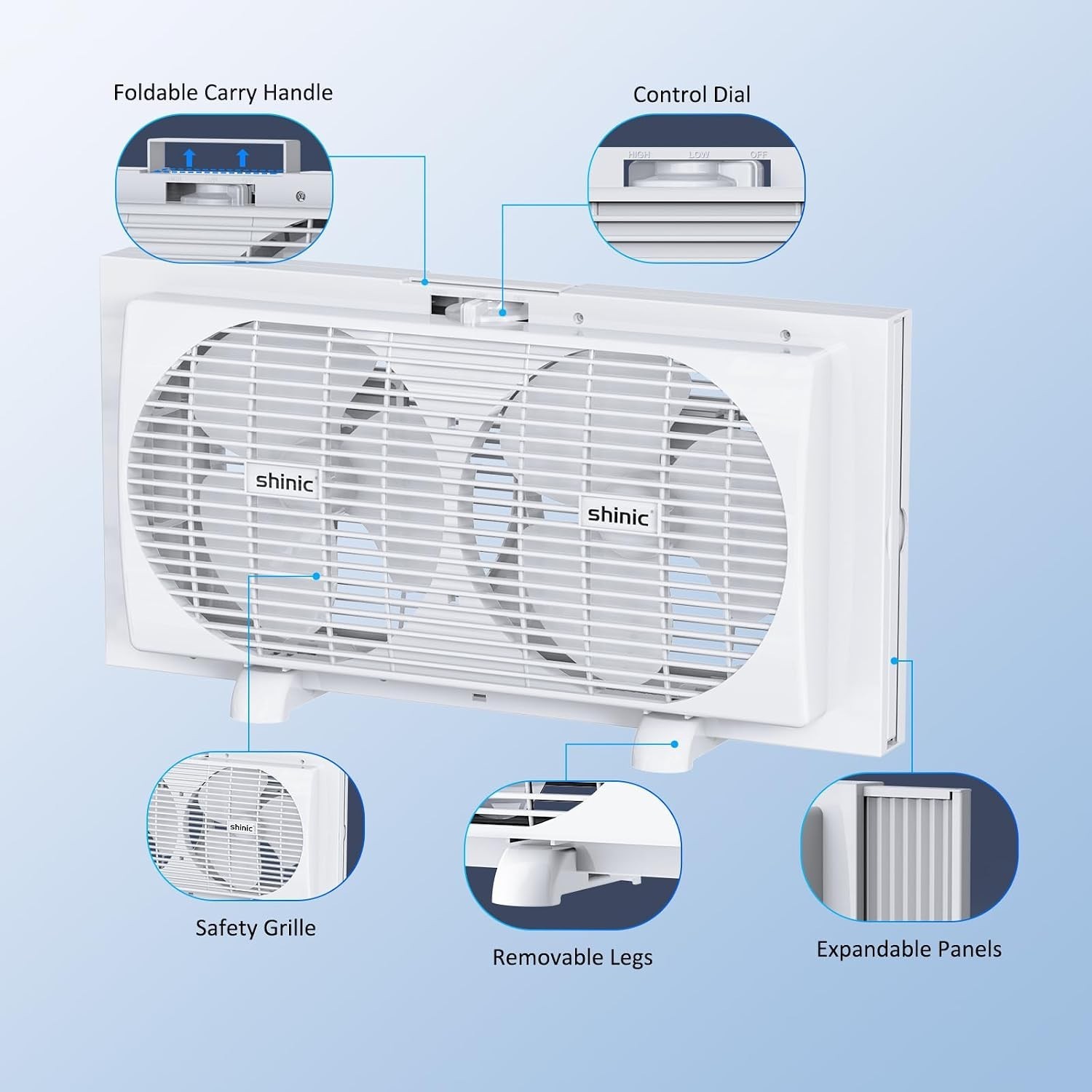 9″ Dual Window Fan,Powerful Cooling,Easy Control,Fits 22″-33″ | Twin Window F…