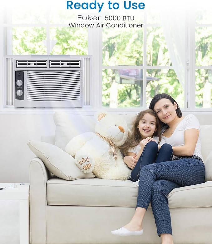 5000 BTU Window Air Conditioner AC Cools for Rooms150 Sq Ft with Manual Control