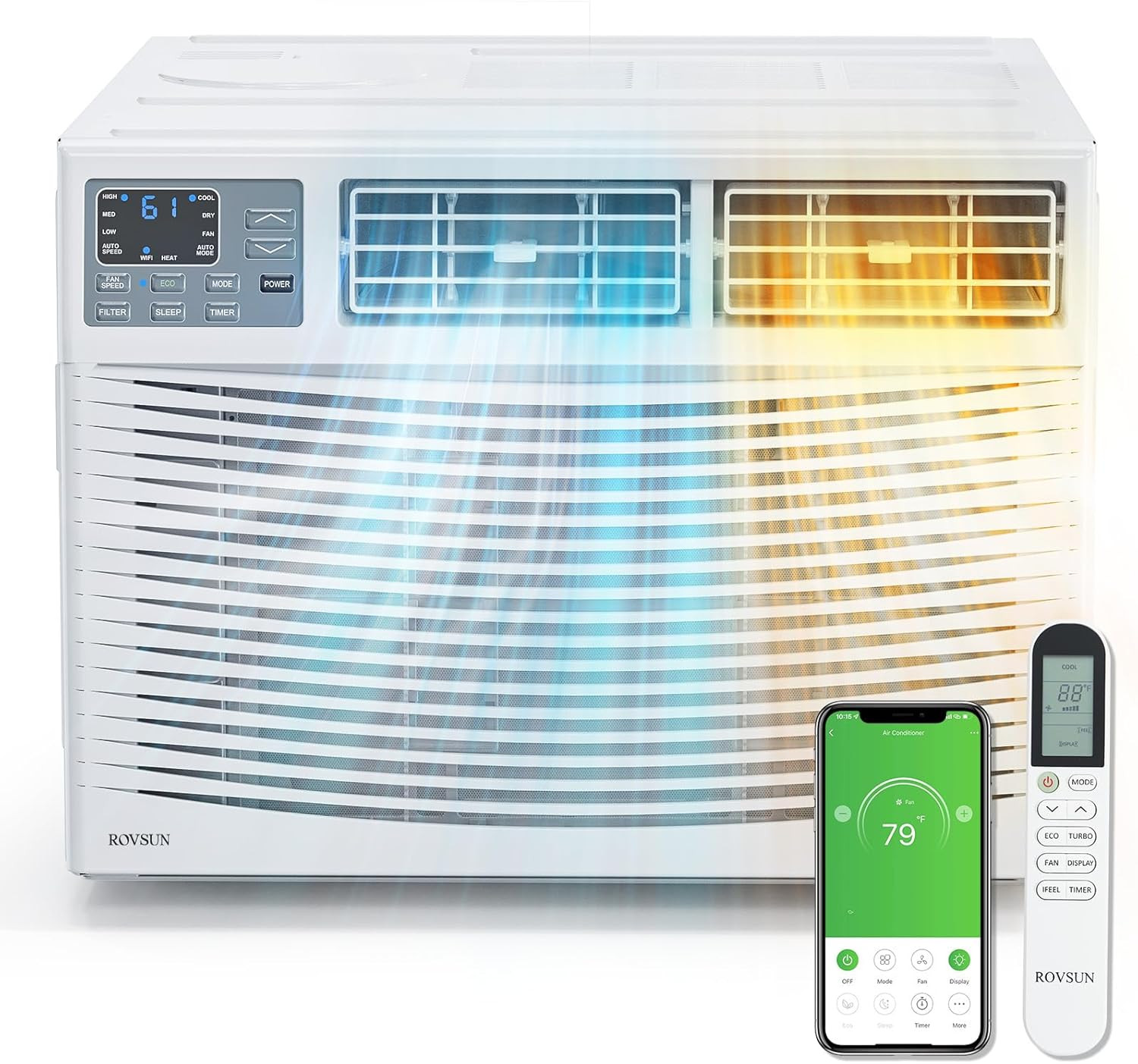 8000 BTU Window Air Conditioner with Heat, Window AC Unit & Heater Combo with AP