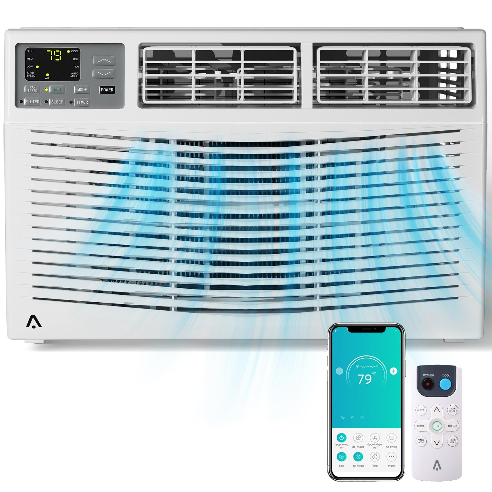10000 BTU Window Air Conditioner w/Remote,Cools Rooms 3 Cooling & Fan Speeds 10K