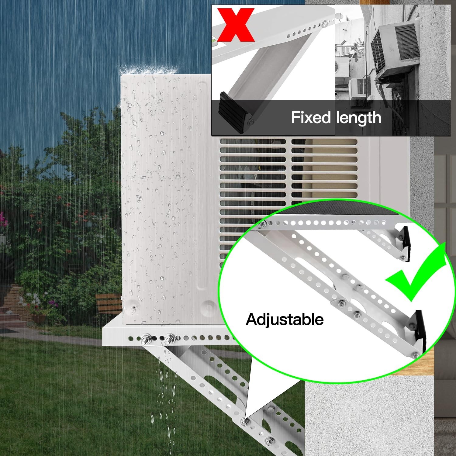 Adjustable Air Conditioner Support Bracket – Anti-Slip Shock Absorbing Mat, Safe