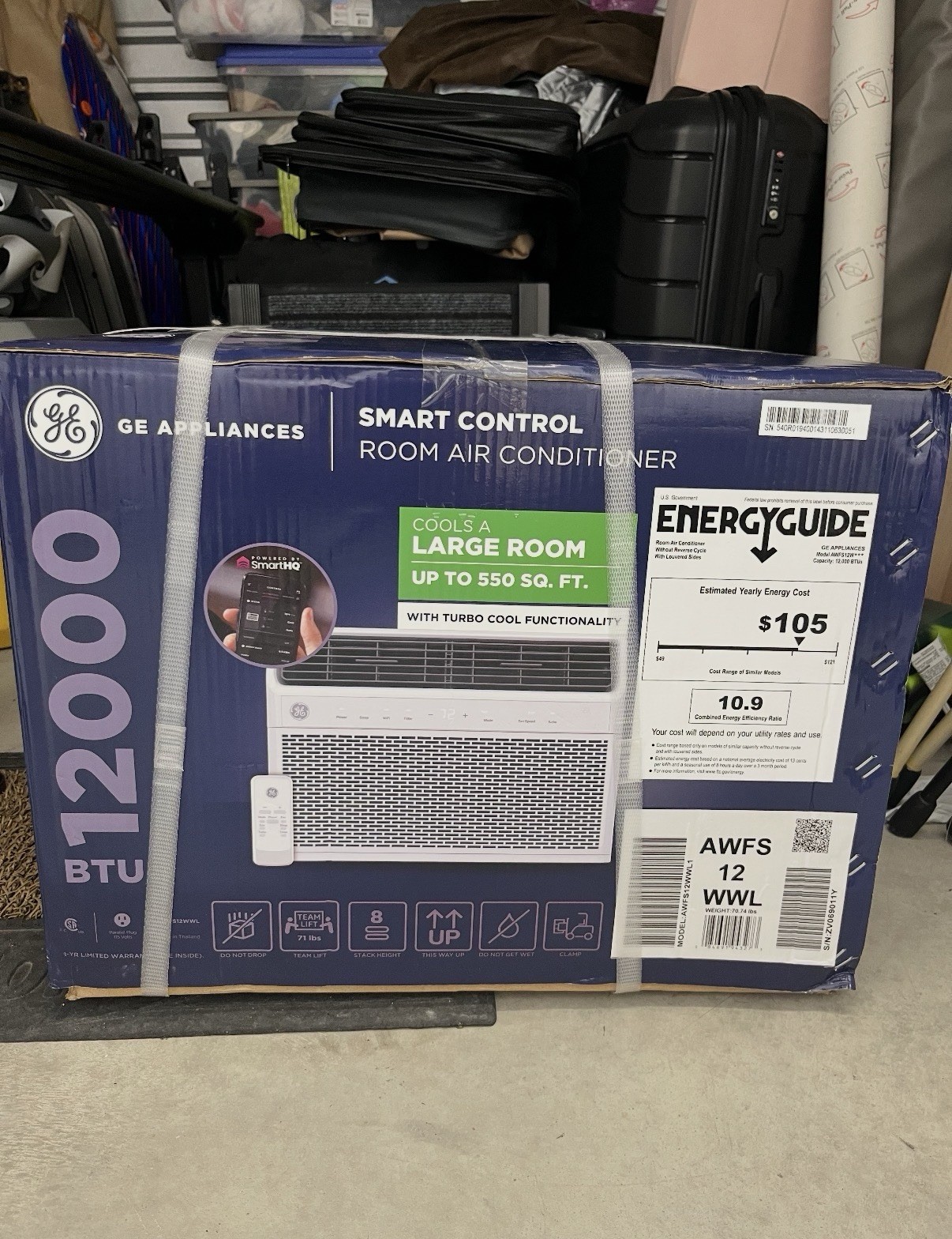 GE Smart Electronic Window Air Conditioner 12,000 BTU for Large Rooms Up to 550
