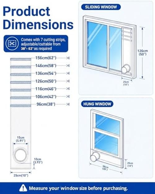 Portable AC Window Vent Kit, Heavy Duty Heat-Insulating Air Conditioner Window