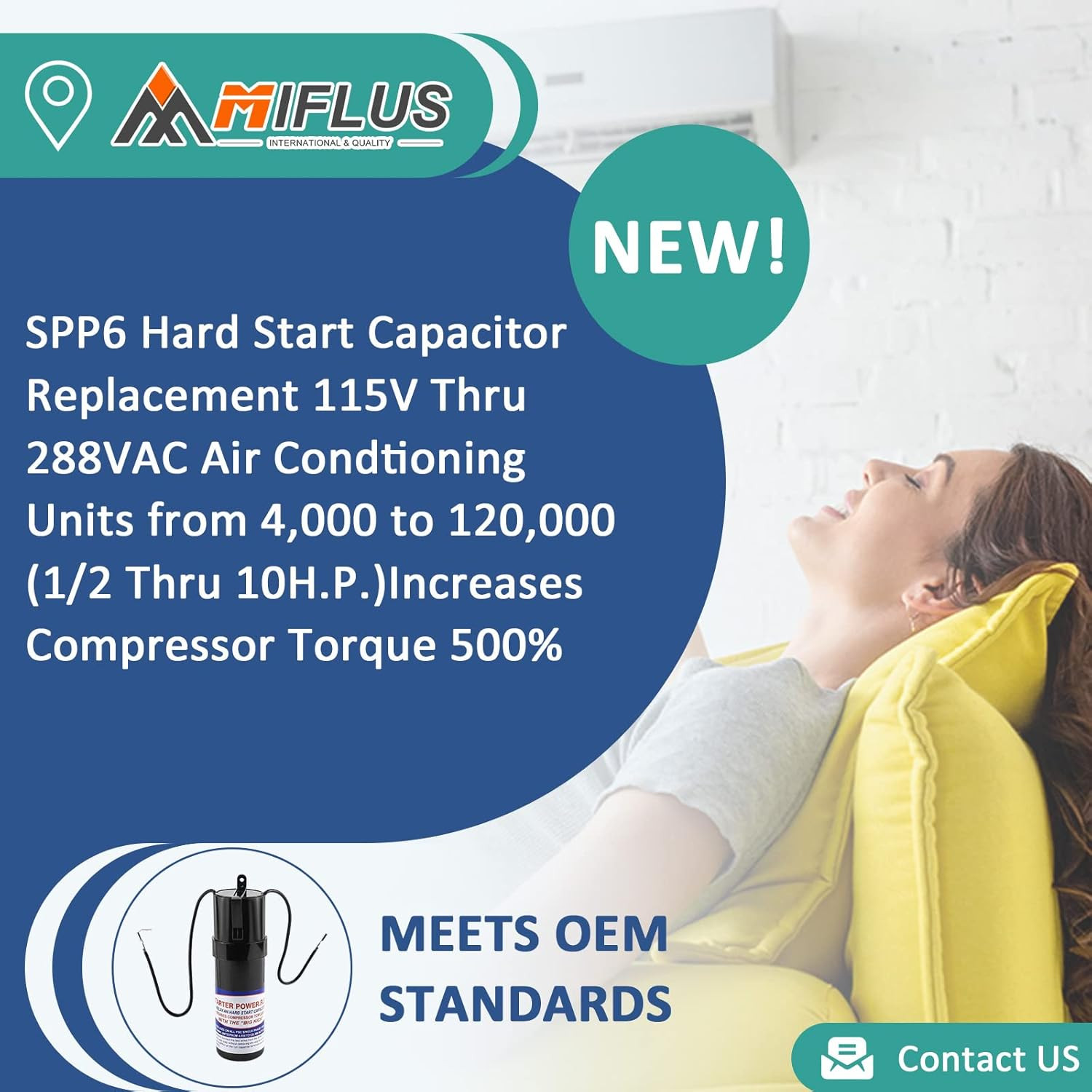 SPP6 Hard Start Kit Capacitor for Air Conditioner AC Window Unit 4000-120000BTU