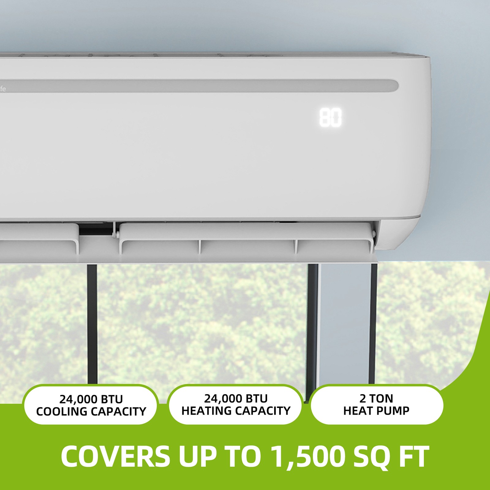 24000 BTU Mini Split AC/Heat Pump 220V Covers Up to 1500 Sq. Ft Ductless