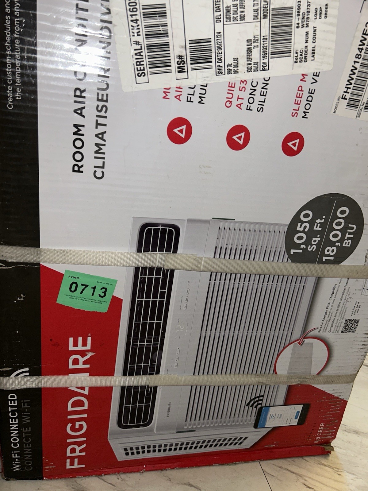 18,000 BTU Window Air Conditioner with WiFi and Remote Control
