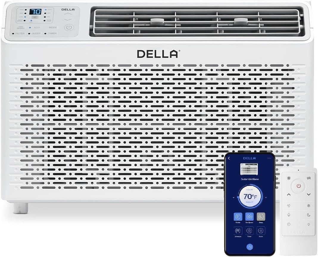 8000 BTU Energy Saving Window Air Conditioner Work with Alexa Cools