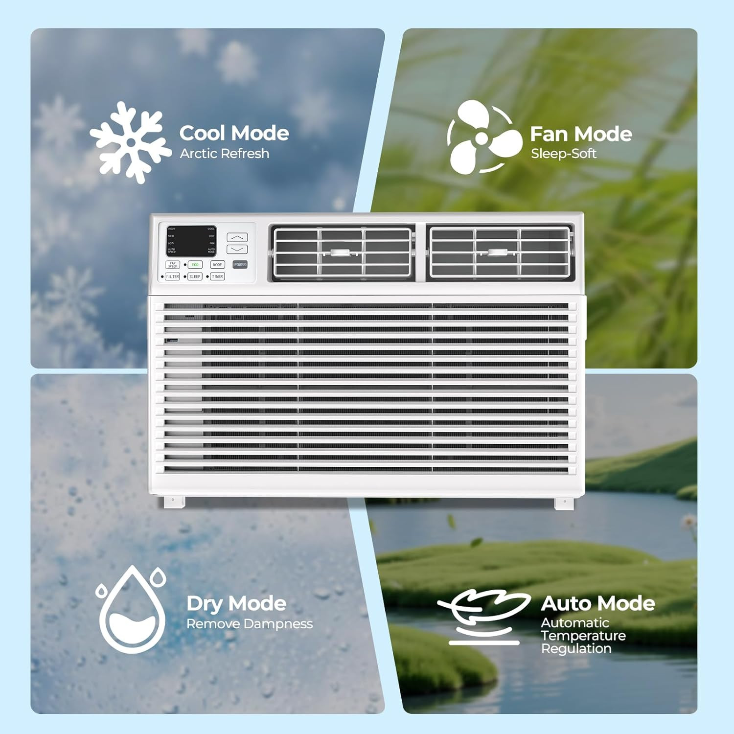 8000 Btu Window Air Conditioner,Ac Window Unit up to 350 Sq.Ft,24H Timer,Remote