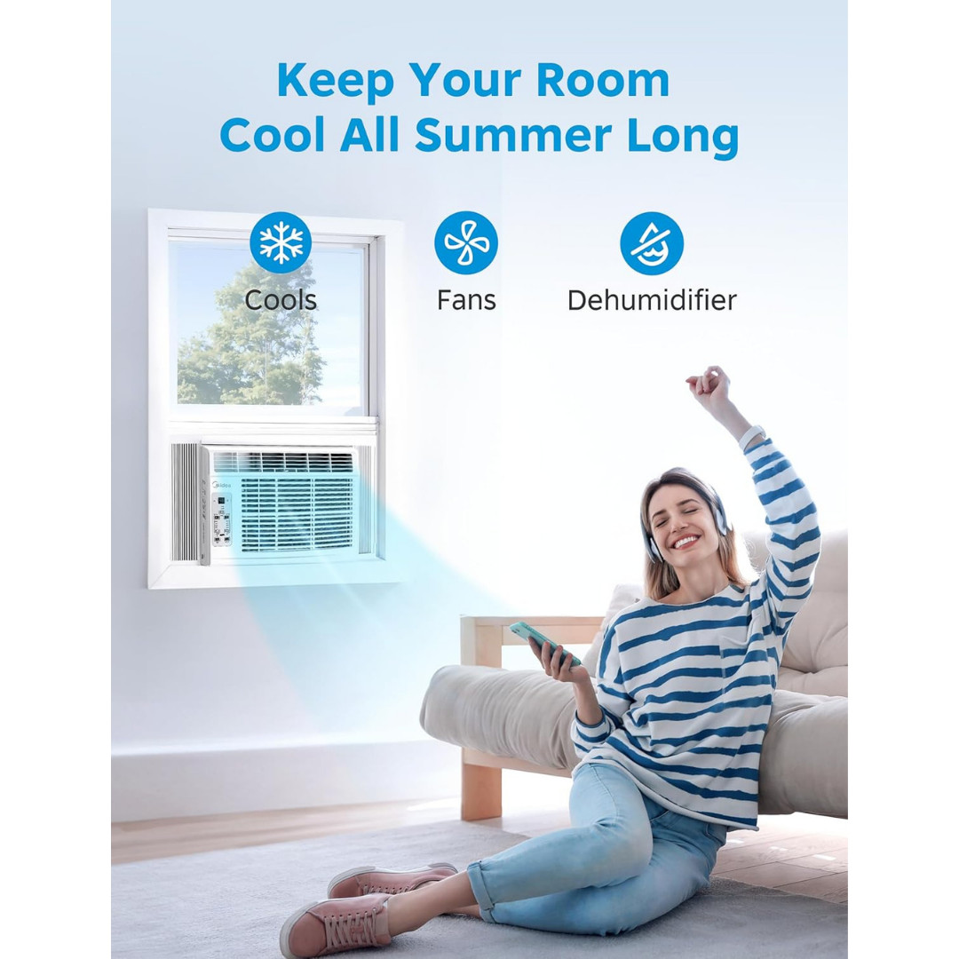 Midea 5,000 BTU Window Air Conditioner, Cools up to 150 Sq. Ft. with Easy-to-Use