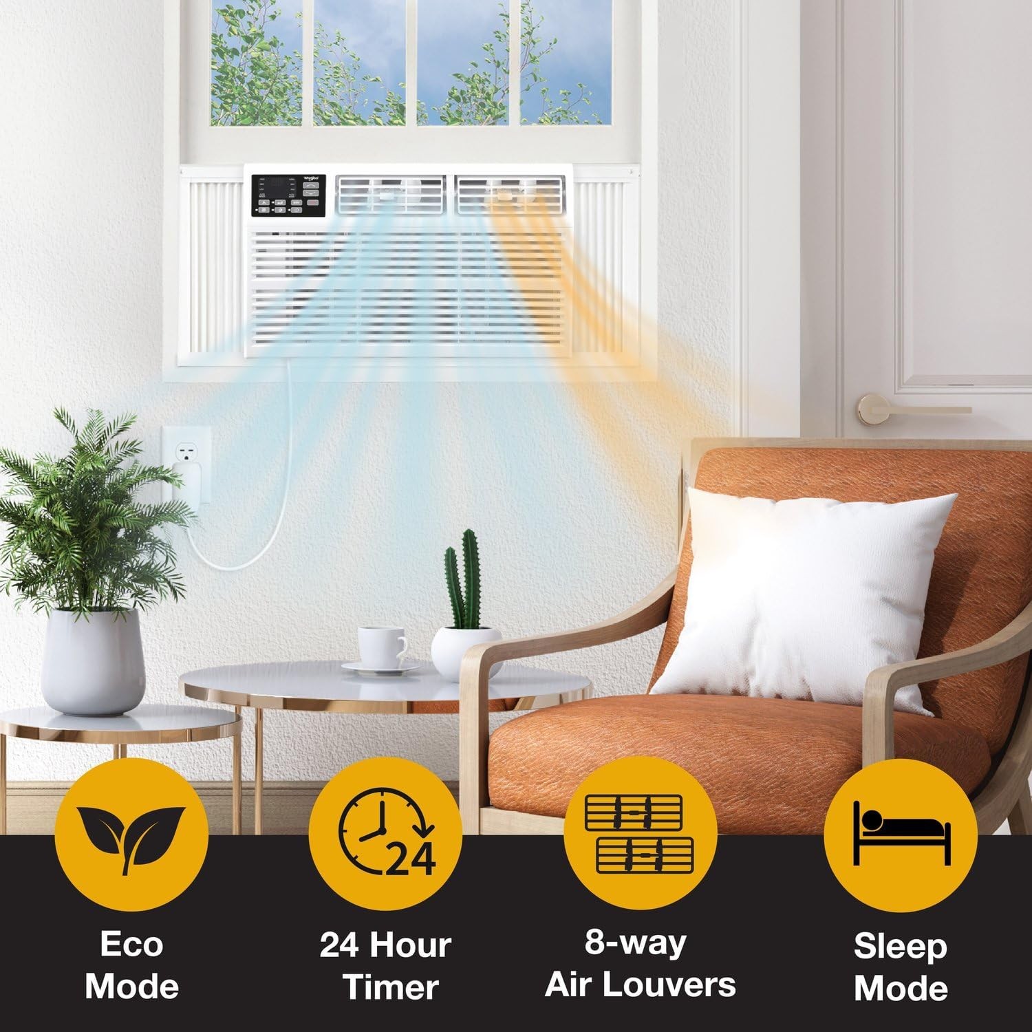 Whirlpool 18,000 BTU 230V Window AC w/Supplemental Heat Rooms up to 1000 Sq Ft