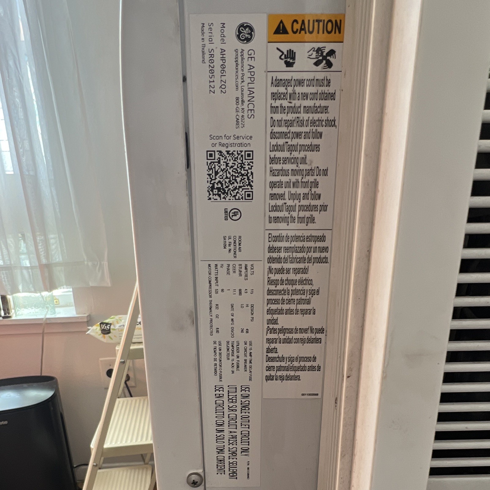 GE 6000 BTU 120V Window AC White Digital Controls, Timer, Fan Only AHP05LZQ2